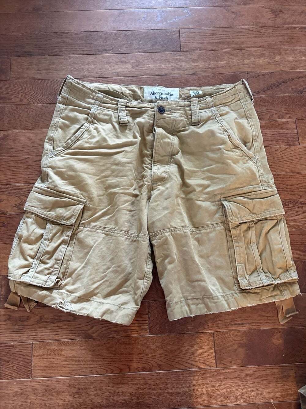 Vintage Y2K Abercrombie & Fitch Khaki Cargo Shorts Baggy Sz 36